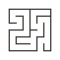 Education logic game labyrinth for kids. Find right way. Isolated simple square maze black line on white background.