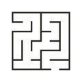 Education logic game labyrinth for kids. Find right way. Isolated simple square maze black line on white background. Royalty Free Stock Photo