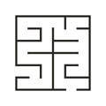 Education logic game labyrinth for kids. Find right way. Isolated simple square maze black line on white background. Royalty Free Stock Photo