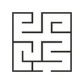 Education logic game labyrinth for kids. Find right way. Isolated simple square maze black line on white background. Royalty Free Stock Photo