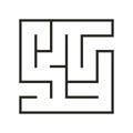 Education logic game labyrinth for kids. Find right way. Isolated simple square maze black line on white background. Royalty Free Stock Photo