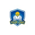 Education Logo with Book, Lightbulb, and Shield. Royalty Free Stock Photo