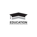 Education logo design with bachelor hat icon Royalty Free Stock Photo