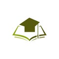 education logo design a book and graduation cap vector illustration Royalty Free Stock Photo