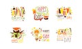 Education Logo Design Set, Happy Teachers Day Hand Drawn Labels Vector Illustration Royalty Free Stock Photo