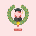 Education logo. Emblem of educational institution, school, College. Vector template. Laurel wreath.