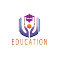 Education logo illustration hand concept university color vector design