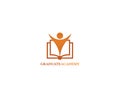 Education logo with open book and abstract student. Education vector logo concept.