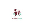 Education logo and abstract student. Education vector logo concept.