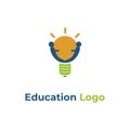 Education Logo student lamp Illustration with yellow lamp and blue student Idea for Education Concept, Ecological Education