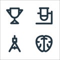 Education material line icons. linear set. quality vector line set such as brain, compass, test tube