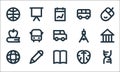 Education material line icons. linear set. quality vector line set such as dna, open book, globe, brain, pencil, education, Royalty Free Stock Photo