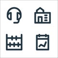 Education material line icons. linear set. quality vector line set such as report, abacus, school