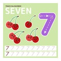 Trace number seven. Learning to count and write. Royalty Free Stock Photo