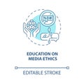 Education on media ethics blue concept icon