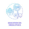 Education on media ethics blue gradient concept icon