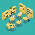 Education Middle School Classroom Isometric Banner