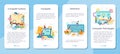 IT education mobile application banner set. Student write software Royalty Free Stock Photo