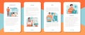 IT education mobile application banner set. Student write software Royalty Free Stock Photo