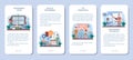 IT education mobile application banner set. Students learn programming Royalty Free Stock Photo