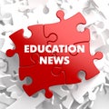 Education News on Red Puzzle. Royalty Free Stock Photo