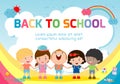 Education Object On Back To School Background, Back To School, Kids Holding Hands , Education Concept, Template