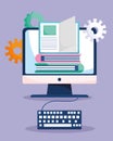 Education online, computer ebooks and keyboard learn Royalty Free Stock Photo