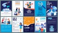 Education online covers. Posters or ads flyer template with educational concept teachers fro internet training courses