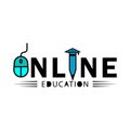 Education online flat icon with writ. Design vector Royalty Free Stock Photo