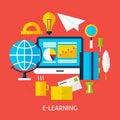 Education and Online Learning Flat Concept Royalty Free Stock Photo