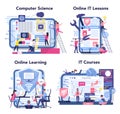 IT education online service or platform set. Student write software Royalty Free Stock Photo