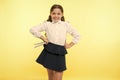 Education online. small girl child. private teaching. Smart school girl. childrens day. happy little girl in school Royalty Free Stock Photo