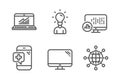 Education, Online statistics and Medical phone icons set. Vector Royalty Free Stock Photo