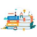 Education, online training courses, distance education vector illustration. Internet studying, online book, tutorials, e-learning, Royalty Free Stock Photo