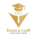 Education. An open book and the sun. Logo, brand, or sticker template for websites, apps, and theme design Royalty Free Stock Photo
