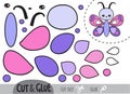 Education paper game for children, Butterfly. Use scissors and glue to create the image.