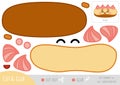 Education paper game for children, Eclair pastry with a cute face