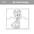 Education paper game for children, Giraffe. Create the image - my first puzzle