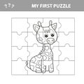 Education paper game for children, Giraffe. Create the image - my first puzzle