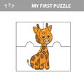 Education paper game for children, Giraffe. Create the image - my first puzzle