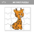 Education paper game for children, Giraffe. Create the image - my first puzzle