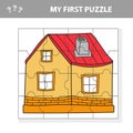 Education paper game for children, House. My first puzzle - game for kids Royalty Free Stock Photo