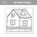 Education paper game for children, House. My first puzzle - game for kids Royalty Free Stock Photo