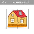 Education paper game for children, House. My first puzzle - game for kids Royalty Free Stock Photo