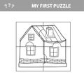 Education paper game for children, House. My first puzzle - game for kids Royalty Free Stock Photo
