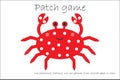 Education Patch game crab for children to develop motor skills, use plasticine patches, buttons, colored paper or color the page,