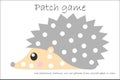 Education Patch game hedgehog for children to develop motor skills, use plasticine patches, buttons, colored paper or color the pa Royalty Free Stock Photo