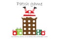Education Patch game santa in chimney for children to develop motor skills, use plasticine patches, buttons, colored paper or