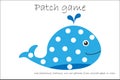 Education Patch game whale for children to develop motor skills, use plasticine patches, buttons, colored paper or color the page