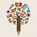 Education pencil tree concept for school learning Royalty Free Stock Photo